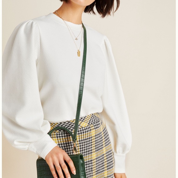 ❌SOLD❌ Anthro Ivory Shannon Balloon Sleeve Top - Picture 4 of 8